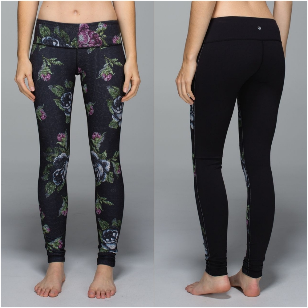 LULULEMON Wunder Under Leggings 3D Garden Party Pixelated Floral Size 8
